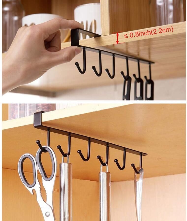 Ibenzoa 2 Stuks Onderkast Beekerhaken Wandhanger voor Keuken & Garderobe Zwart