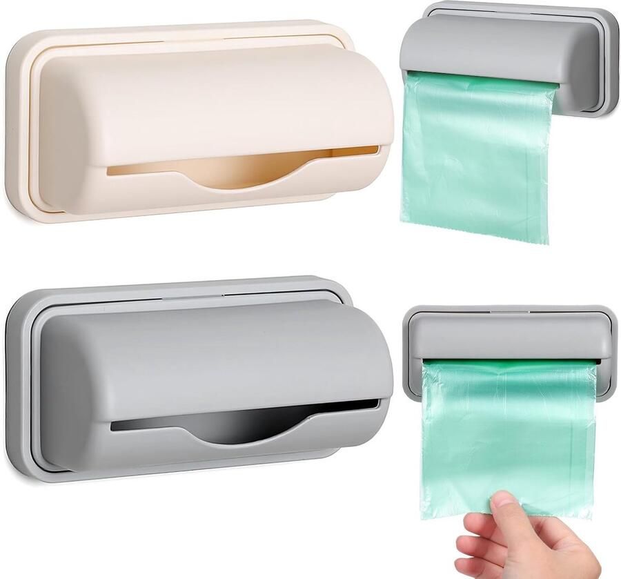 Ibenzoa 2 Stuks Wandgemonteerde Vuilniszakhouder Multifunctionele Plastic Zakdispenser