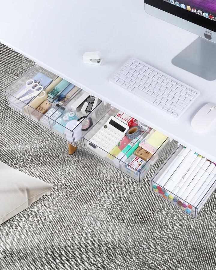 Ibenzoa 3-delige Zelfklevende Lade Organizer voor Onder Bureau Verborgen Opslagoplossing voor Thuis en Kantoor
