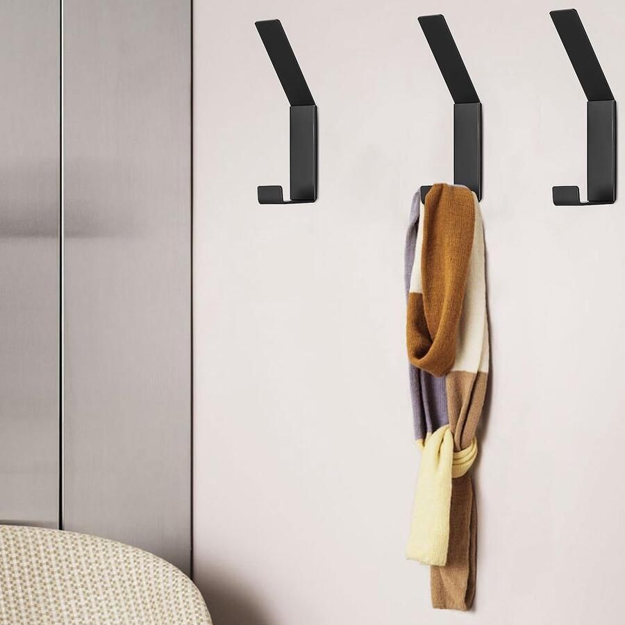 Ibenzoa 5 Zwarte Garderobe Haken Schroefbare Wandhaken voor Kledingkast & Woonkamer