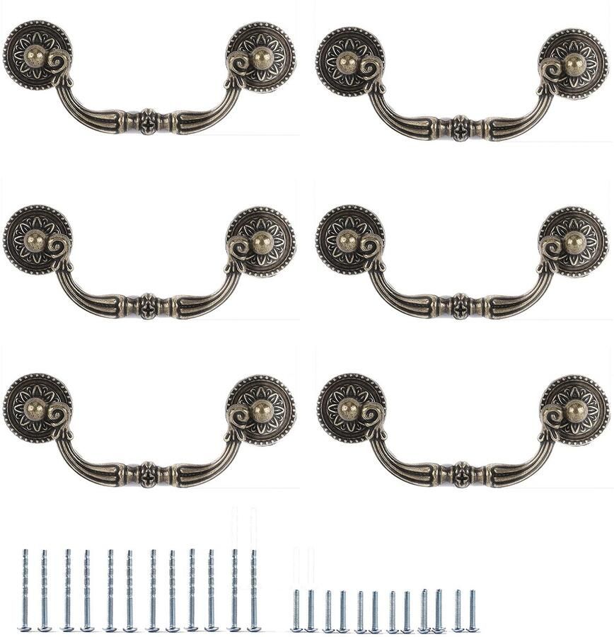 Ibenzoa 6 Stuks Trekhaken Vintage Ladeknoppen Antiek Brons Keuken Hardware – Retro Stijl