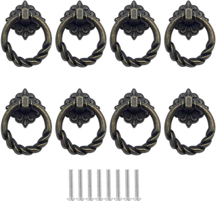 Ibenzoa 8-delige set antieke bronskleurige meubelgrepen voor kasten en lades