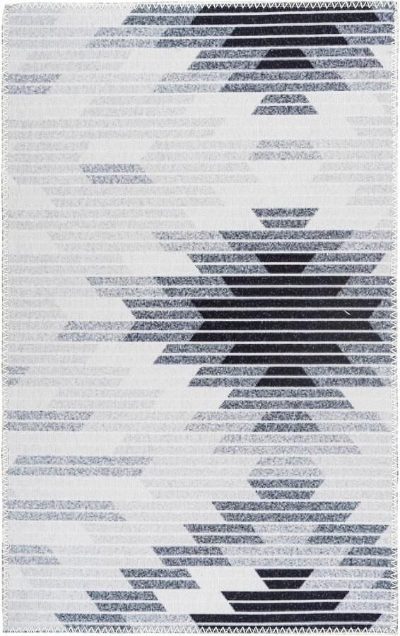 Ibenzoa Abstract Geometric Floor Covering – Grey Black & White Design – Durable Textile