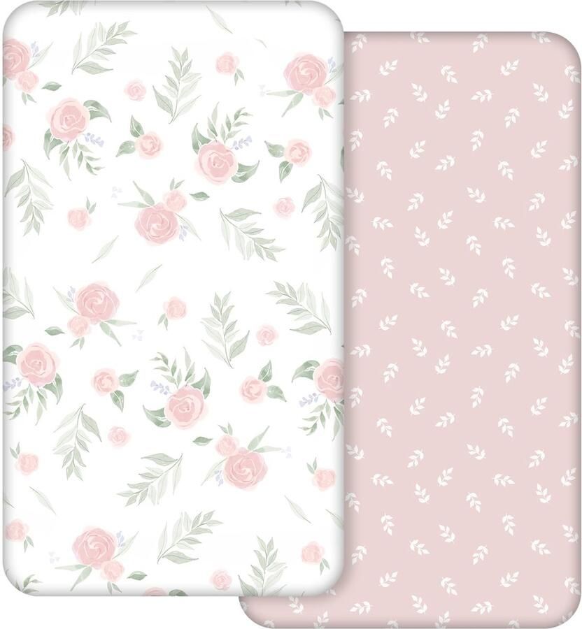 Ibenzoa Ademend en Zacht Hoeslaken voor Kinderbed 120 x 60 cm Microvezel Genderneutraal Roze