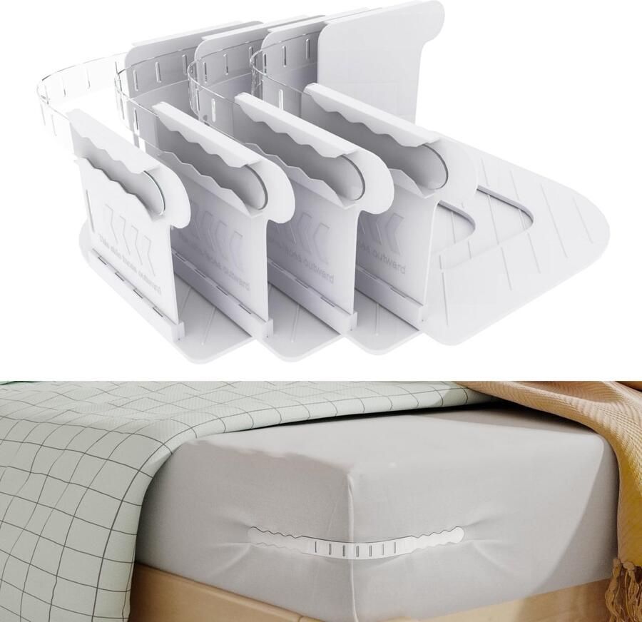Ibenzoa Anti-slip lakenspanners: set van 4 houders voor strakke bedlakens op elke matras