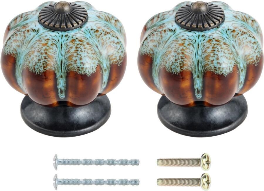 Ibenzoa Antiek Design Keramische Deurknoppen Set van 2 voor Meubeltoepassingen in Luipaardblauw