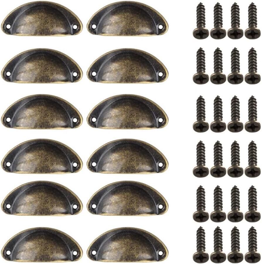 Ibenzoa Antieke Bronzen Deurknoppen Set 12 Stuks met Klassieke Afwerking