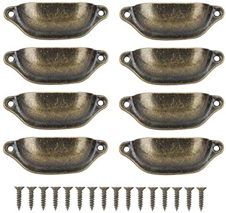 Ibenzoa Antieke bronzen schelpvormige handgrepen set met schroeven voor vintage meubels