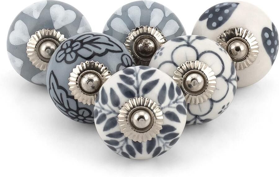 Ibenzoa Antieke Keramische Boho Deurknoppen Met Handgeschilderd Bloemenpatroon Voor Meubelstyling Set Van 6 Stuks