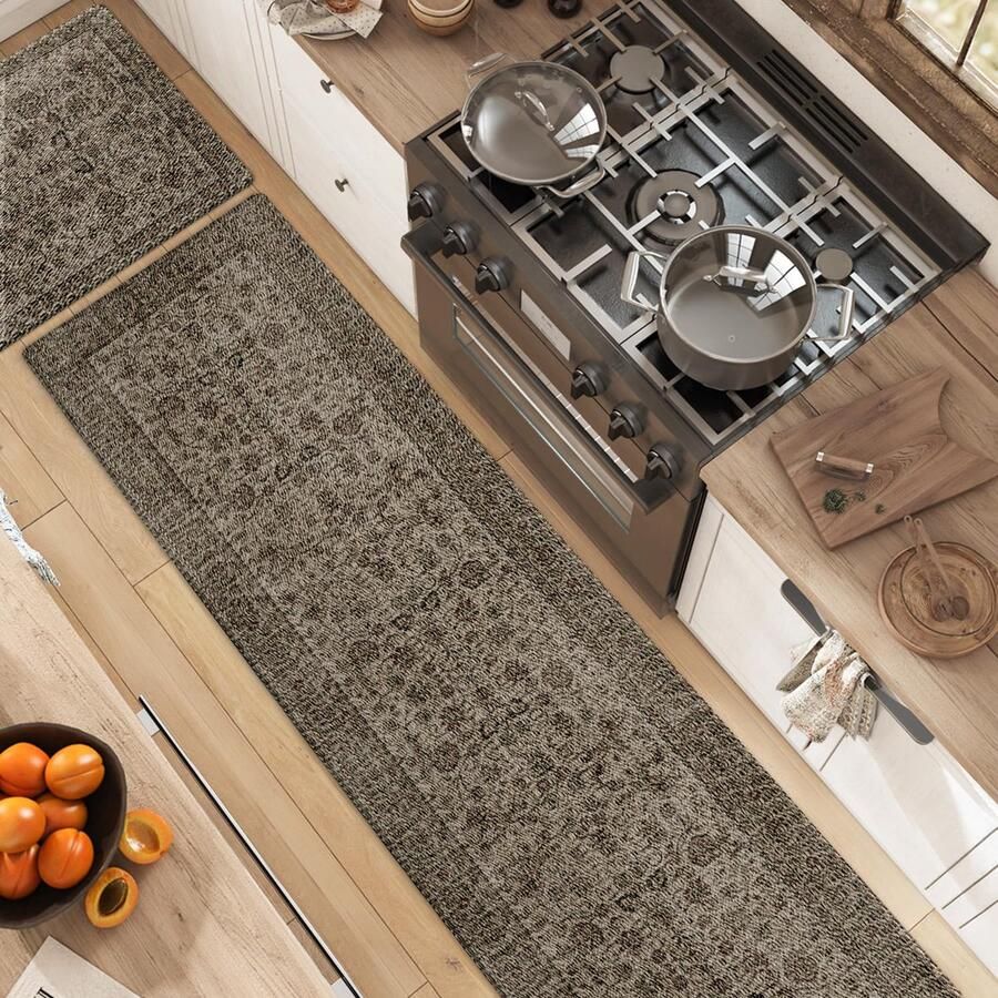 Ibenzoa Antislip keukenmat met traagschuim en waterbestendige afwerking in bruin