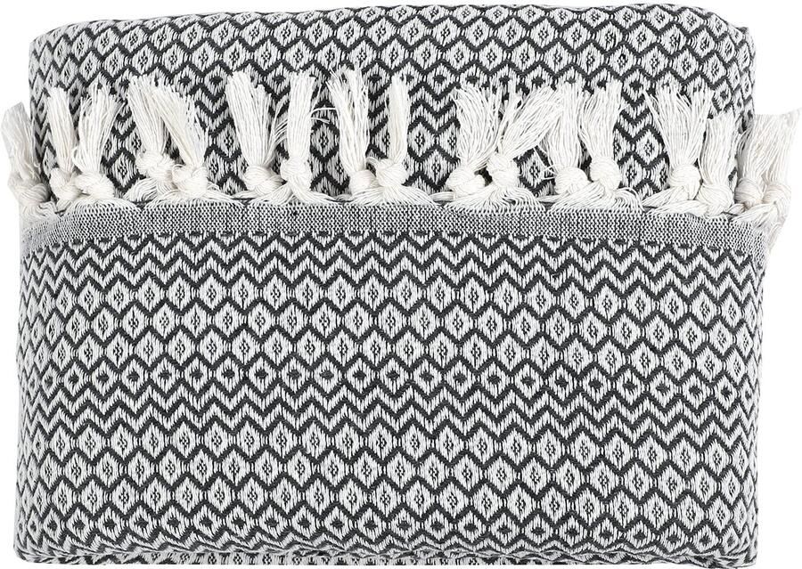 Ibenzoa Antracietgrijze omkeerbare katoenen sprei voor bed en bank 200 x 230 cm