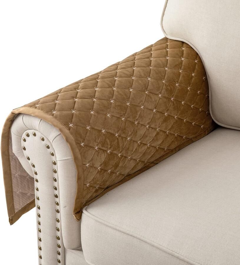 Ibenzoa Armleuningbeschermers voor L-vormige banken met antislip en fluwelen afwerking 70 x 70 cm