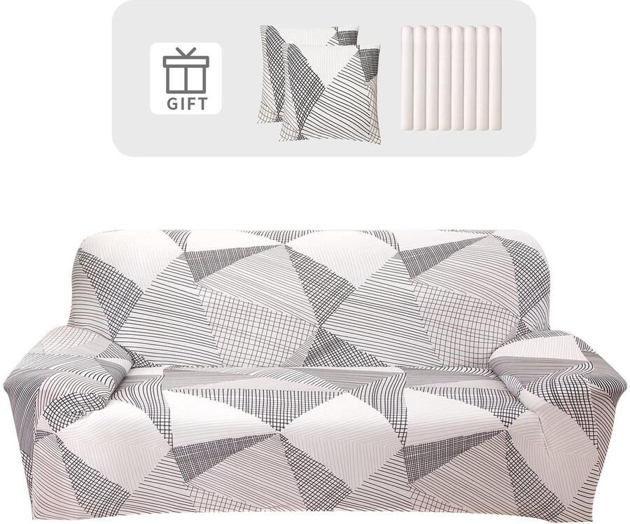 Ibenzoa Bankhoes 4-zits stretch elastische bankovertrek elastaan bankovertrek met 2 kussenslopen antislip wasbaar bankbescherming gevlochten