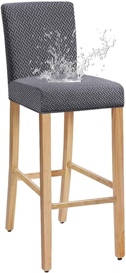 Ibenzoa Moderne Stretchbare Stoelhoezen Set voor Korte Rugleuning Barkrukken Donkergrijs 4 Stuks