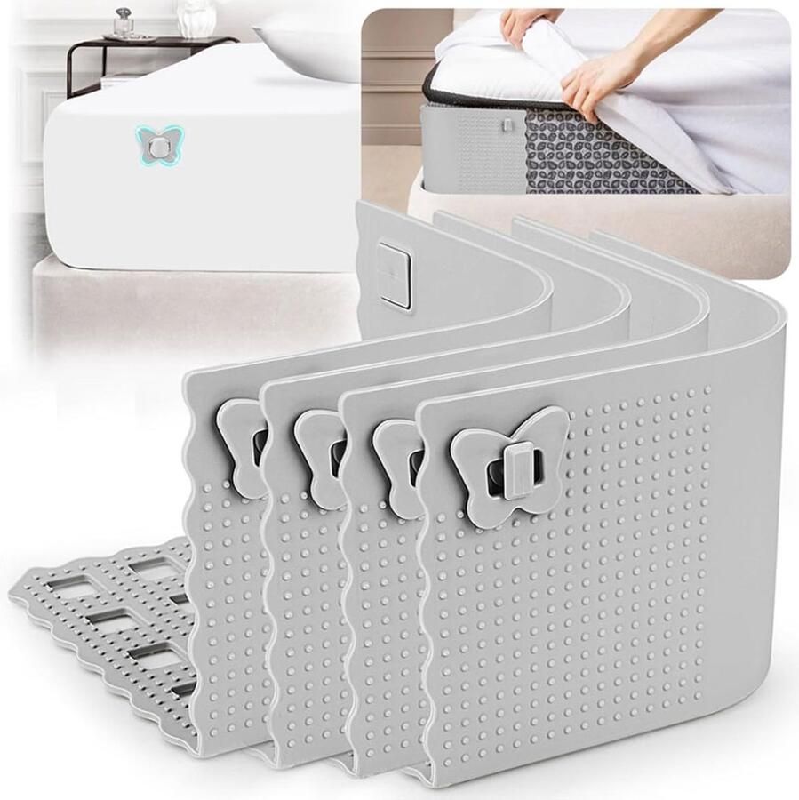 Ibenzoa Beddengoed Klemmen Set met Anti-Slip Ontwerp voor Verschillende Matrassen Grijs 4 Stuks