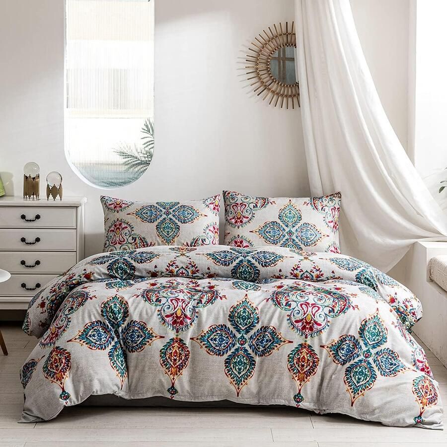 Ibenzoa Beddengoed Set met Mandala Design in Bohemian Stijl voor Eenpersoonsbed Inclusief Kussensloop