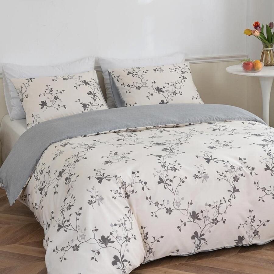 Ibenzoa Beddengoedset van Super Zachte Microvezel voor Tweepersoonsbed met Elegant Bloemenpatroon