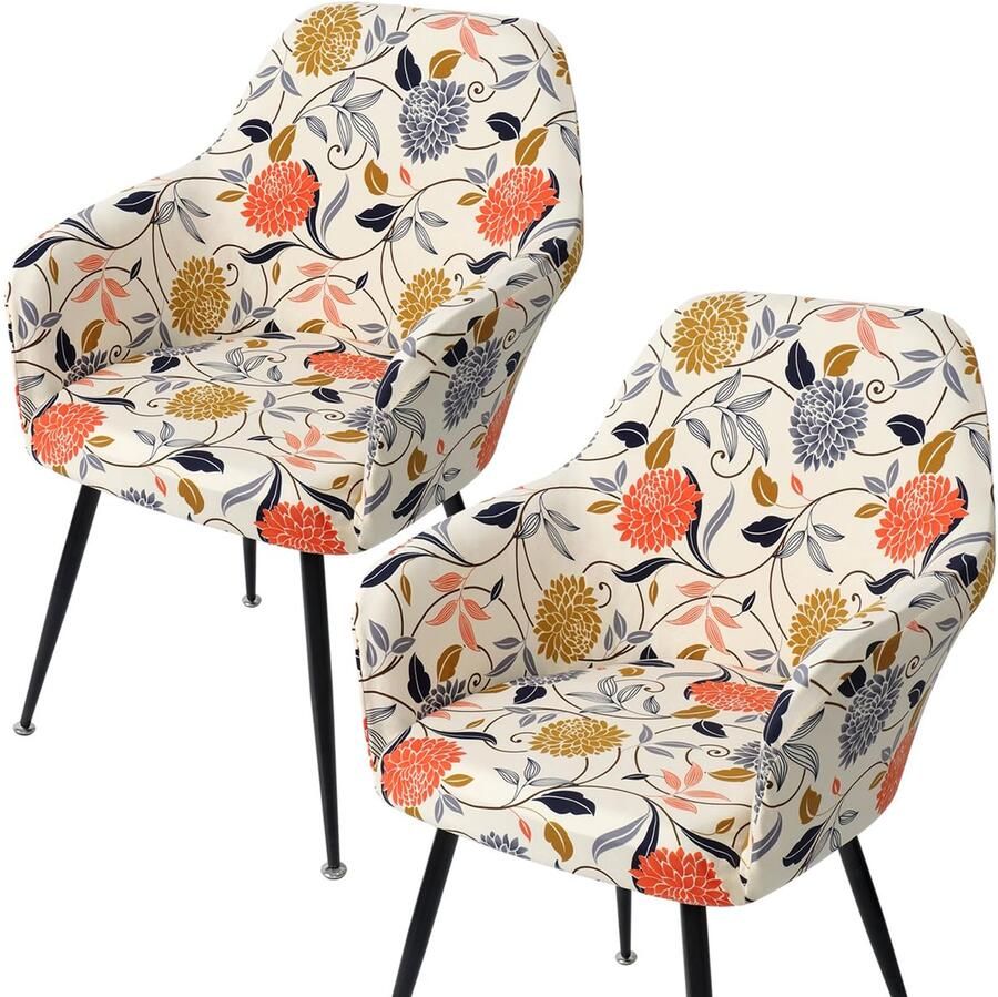 Ibenzoa Beige Stoelhoes Set van 4 Stretch Stoelhoes voor Kantelstoelen & Eetkamerstoelen