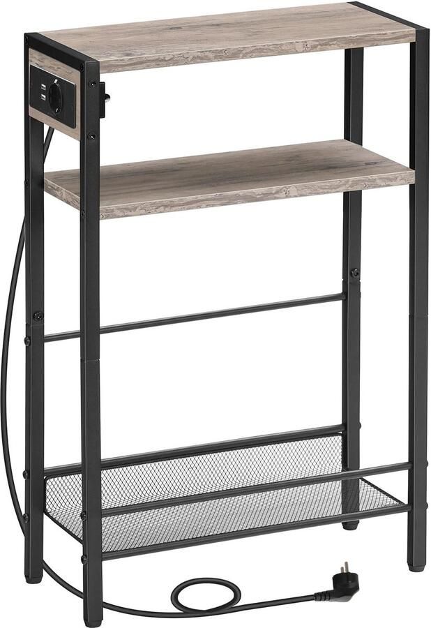 Ibenzoa Bijzettafel met ingebouwd oplaadstation en multifunctionele opbergruimte voor compacte ruimtes