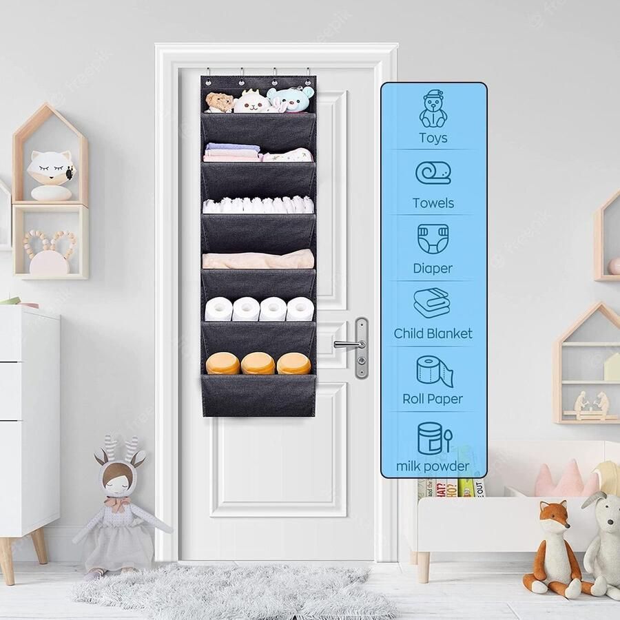 Ibenzoa Boven de deur schoenenorganizer met 6 ruime Oxford-vakken voor veelzijdige opslag en organisatie