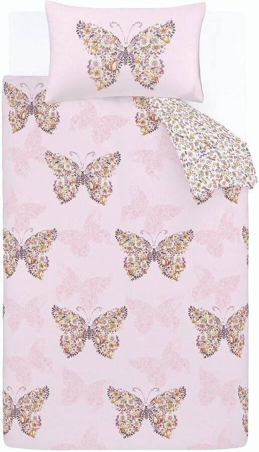 Ibenzoa Charmant en omkeerbaar beddengoedset met vlindermotief voor eenpersoonsbed