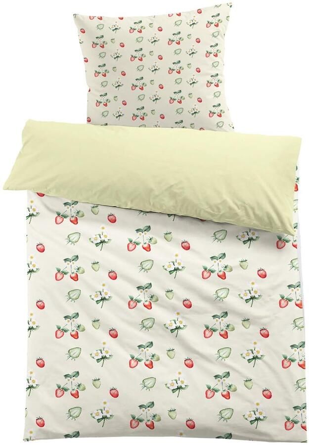 Ibenzoa Charmante Roze Kinderbeddengoedset met Aardbei- en Bloemendesign voor Eenpersoonsbedden