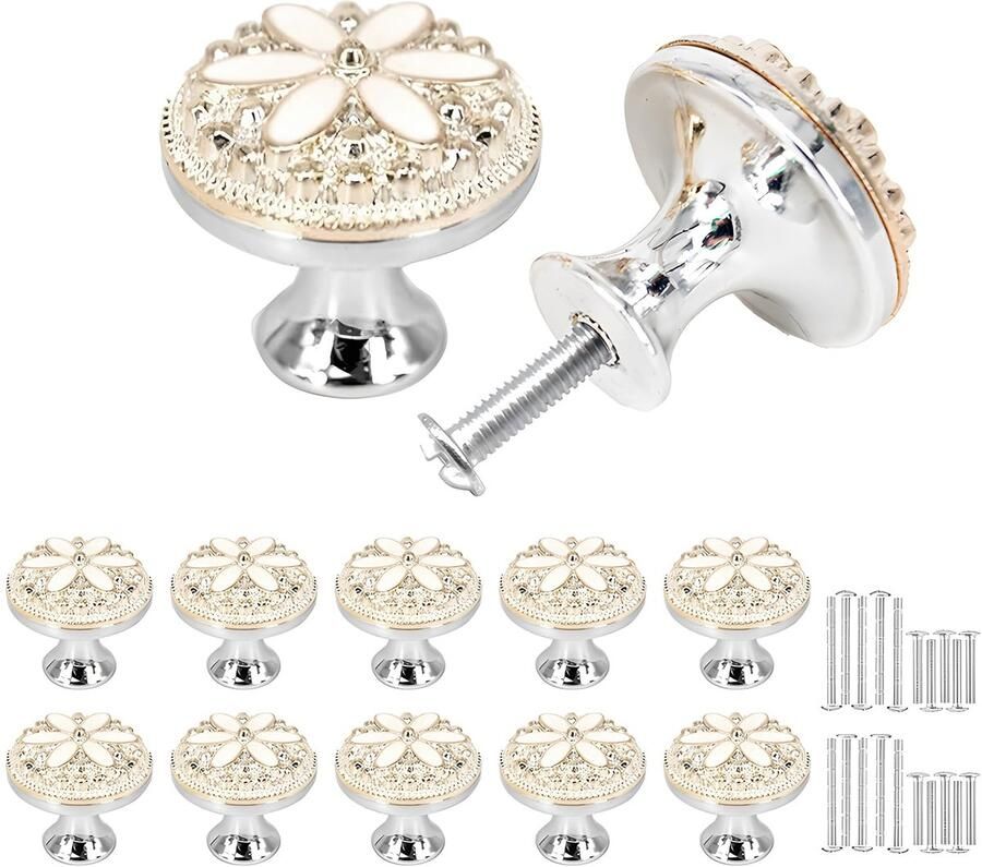 Ibenzoa Chique Vintage Kast- en Deurknoppen Set met Elegant Bloemenontwerp voor Luxe Interieur