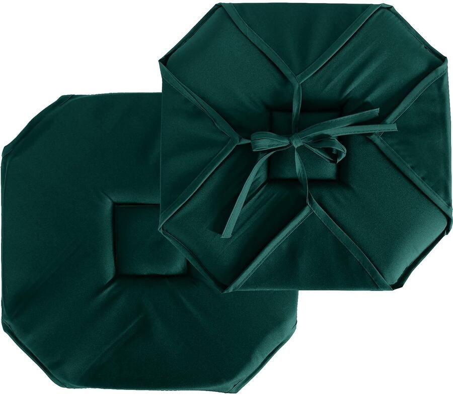 Ibenzoa Comfortabel donkergroen stoelkussen met klappen en banden voor eetkamerstoelen