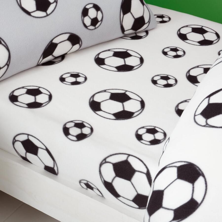 Ibenzoa Comfortabel fleece hoeslaken met voetbalprint voor eenpersoonsbed