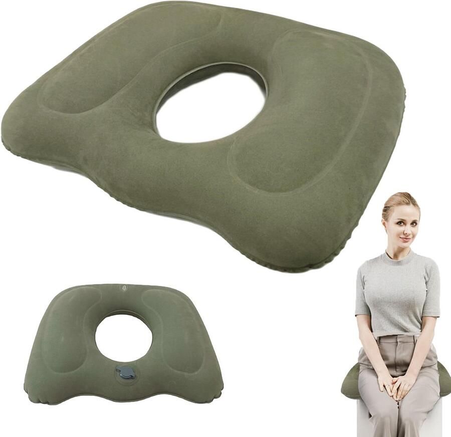 Ibenzoa Comfortabel Opblaasbaar Ergonomisch Zitkussen voor Optimale Ondersteuning en Verlichting van Drukpunten