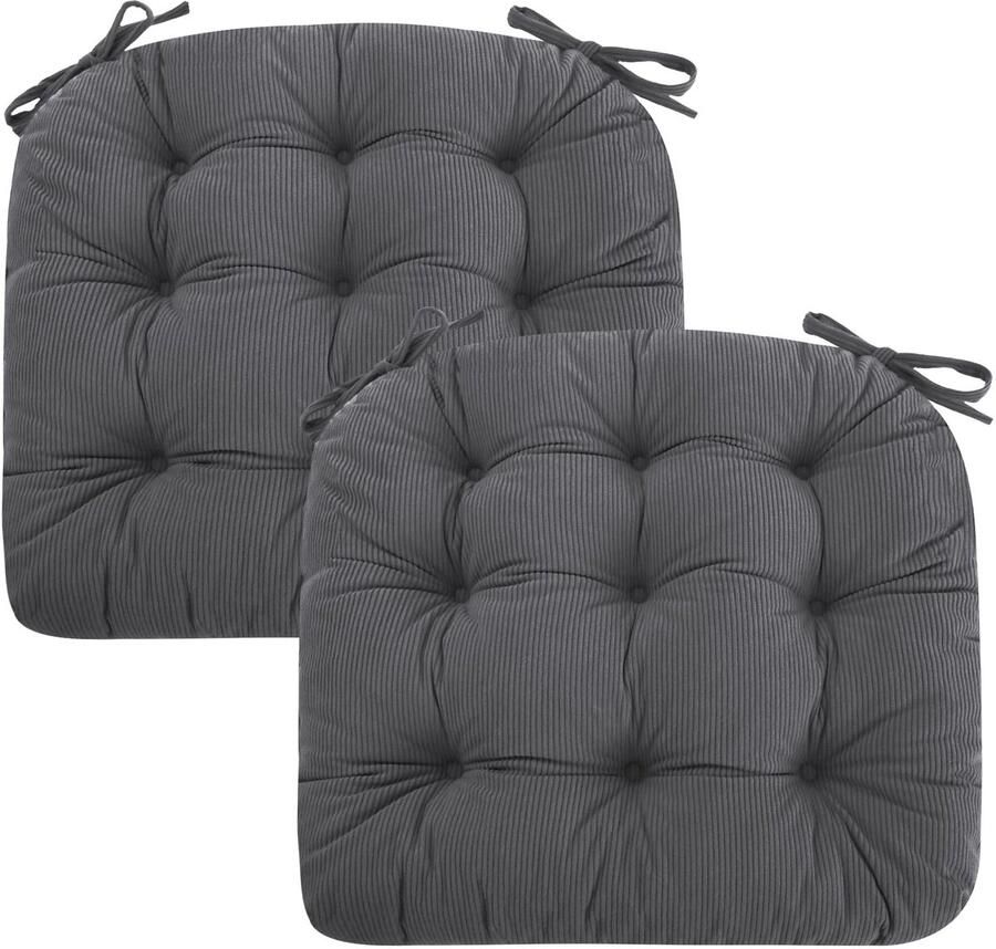 Ibenzoa Comfortabele antraciete zitkussens van corduroy en fluweel voor stoelen