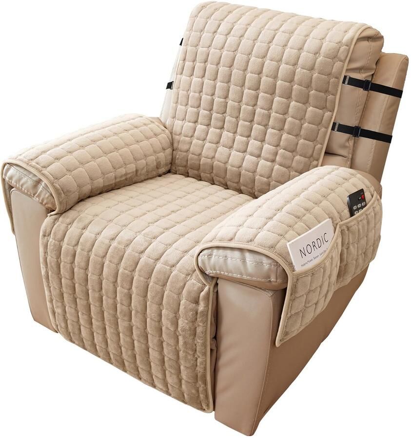 Ibenzoa Comfortabele en Stijlvolle Stoelbeschermer met Praktische Opbergvakken voor Relaxstoelen en Banken