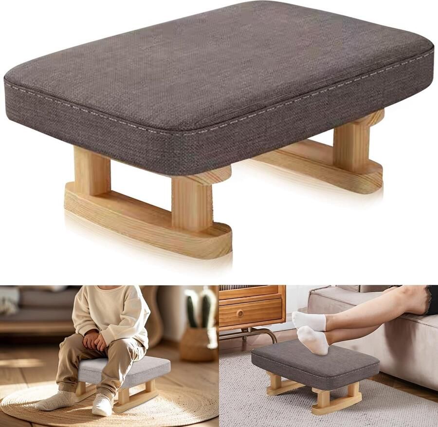 Ibenzoa Comfortabele en veelzijdige voetenbank met houten poten voor binnen en buiten