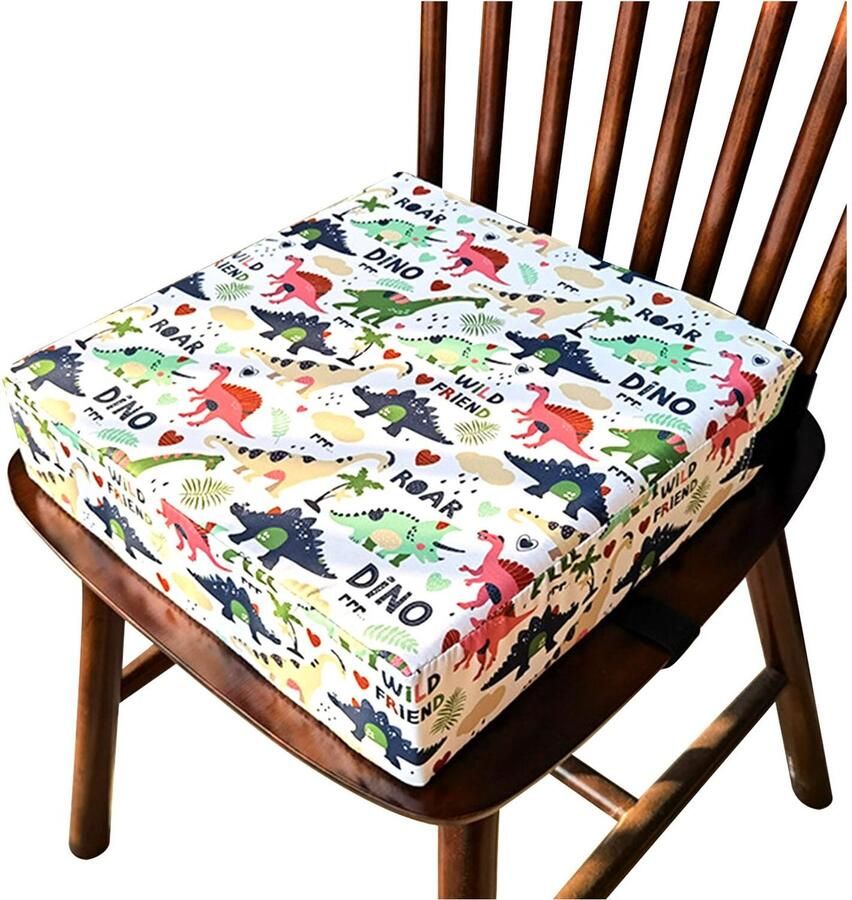 Ibenzoa Comfortabele en Veilige Kinderstoelverhoger met Schattig Dinosaurus Motief en Antislip Veiligheidsgesp