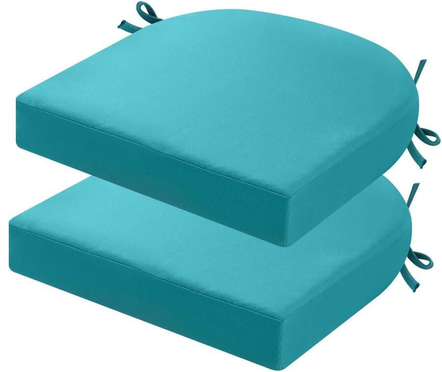 Ibenzoa Comfortabele Hemelsblauwe Zitkussens voor Buiten en Binnen Set van 2 Waterbestendig met Bandjes