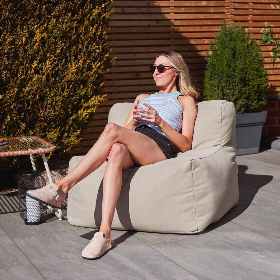 Ibenzoa Comfortabele Modulaire Ligstoel en Zitzak voor Binnen en Buiten met Olefin-Stof in Beige