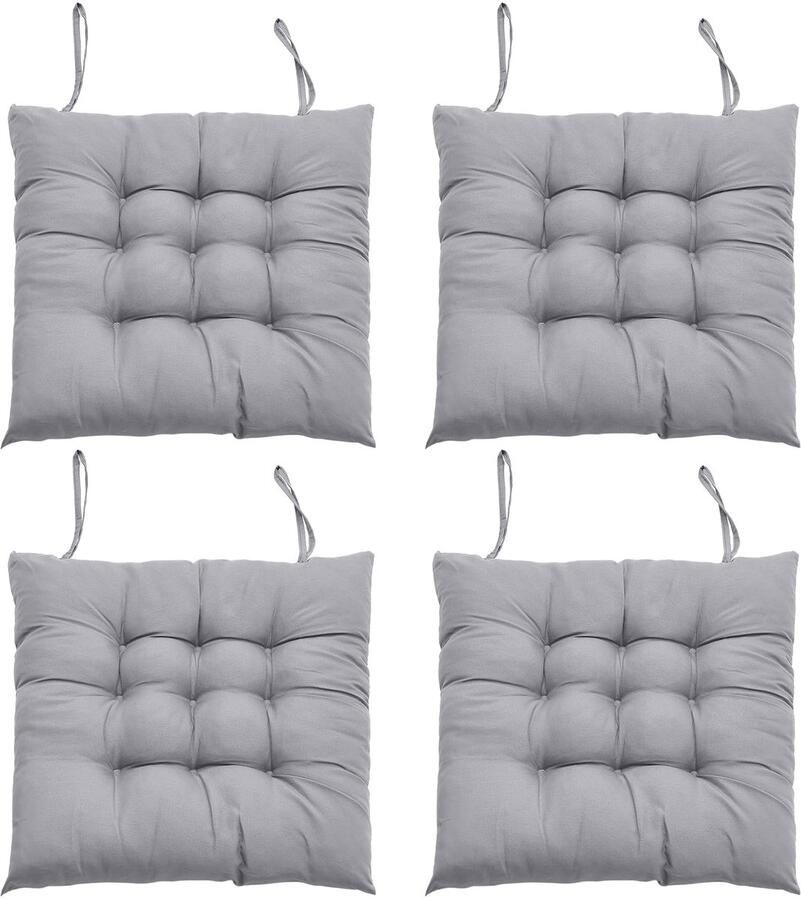 Ibenzoa Comfortabele Set van 4 Zitkussens met Antislipbanden voor Binnen en Buiten Stoelen