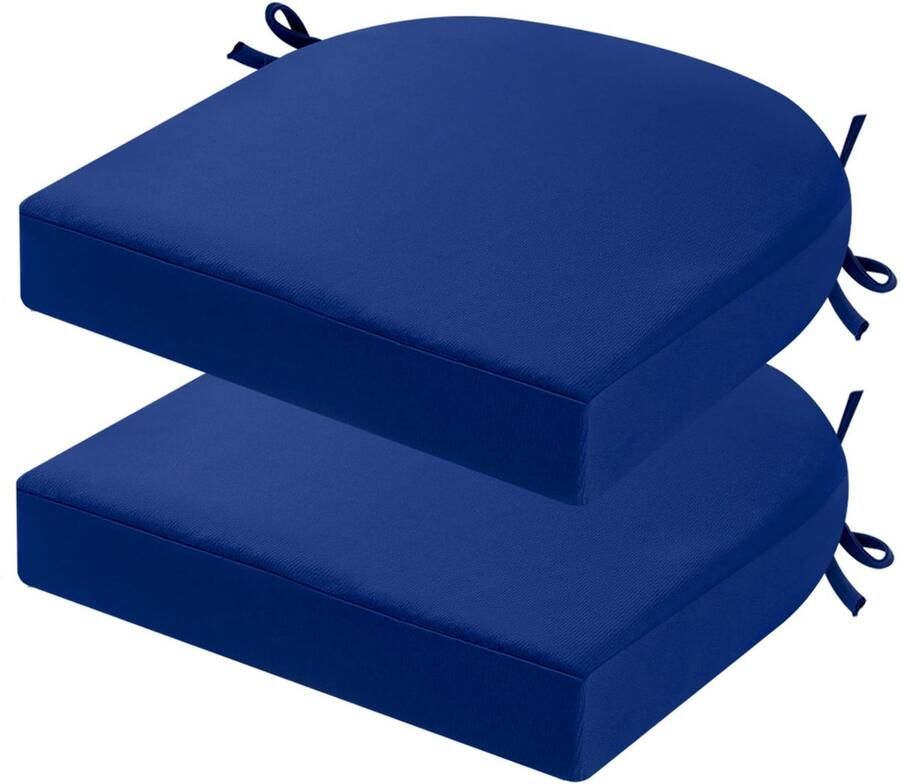 Ibenzoa Comfortabele Waterdichte Zitkussens voor Buiten en Binnen Set van 2 Met Bandjes Marineblauw 40 x 40 cm