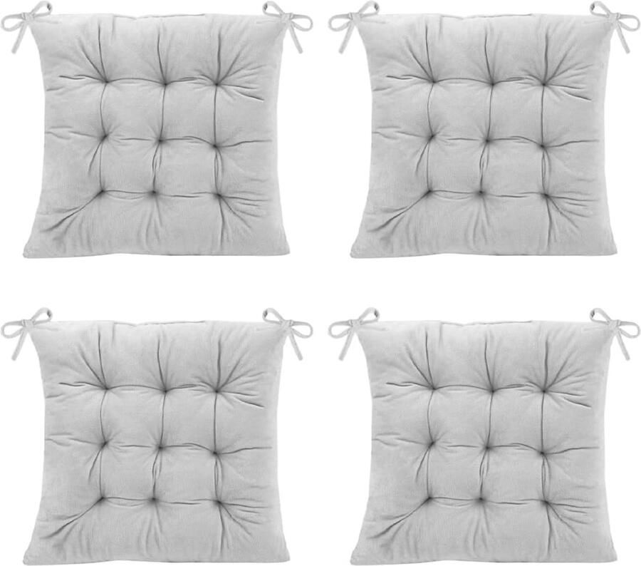 Ibenzoa Comfortabele Zitkussens Set van 4 voor Eetkamer en Terras 40 x 40 cm met Bindbanden