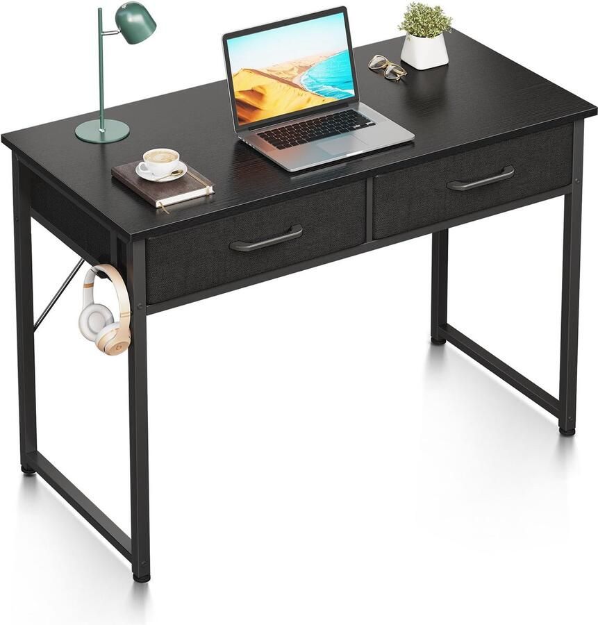 Ibenzoa Compact bureau met lades en koptelefoonhouder voor multifunctioneel gebruik