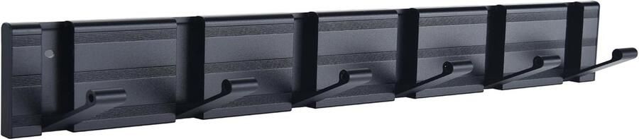 Ibenzoa Compacte en Functionele Muurkapstok met 6 Verstelbare Haken Zwart Uitvoering