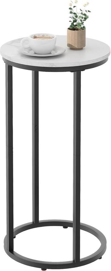 Ibenzoa Compacte en Stijlvolle Ronde Bijzettafel met Metalen Frame voor Woonkamer en Kantoor