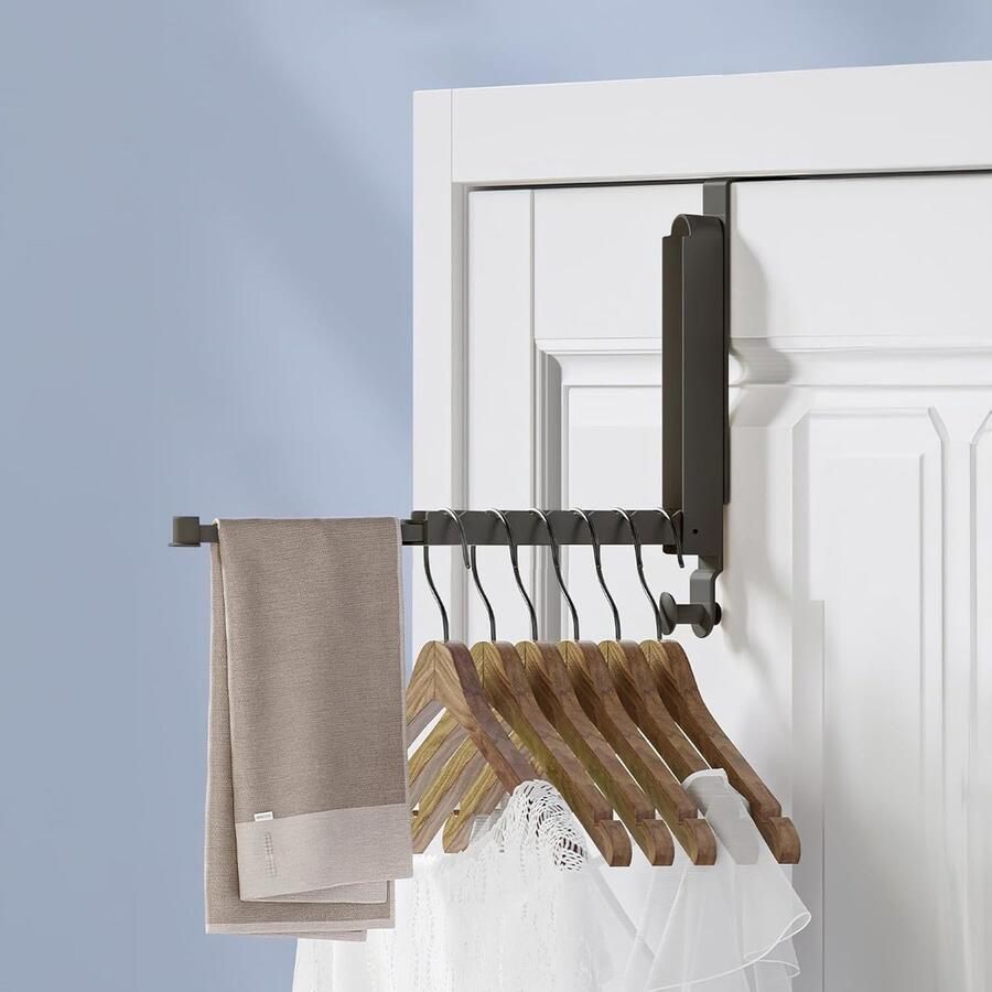 Ibenzoa Compacte Opvouwbare Deurhanger met Verborgen Handdoekhouder en 6 Haken Maximale Ruimtebesparing