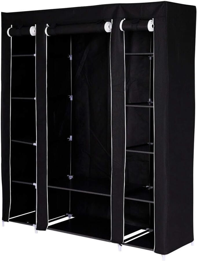 Ibenzoa Compacte Opvouwbare Garderobe met Verstelbare Stoffen Rolshut en Hangrooster