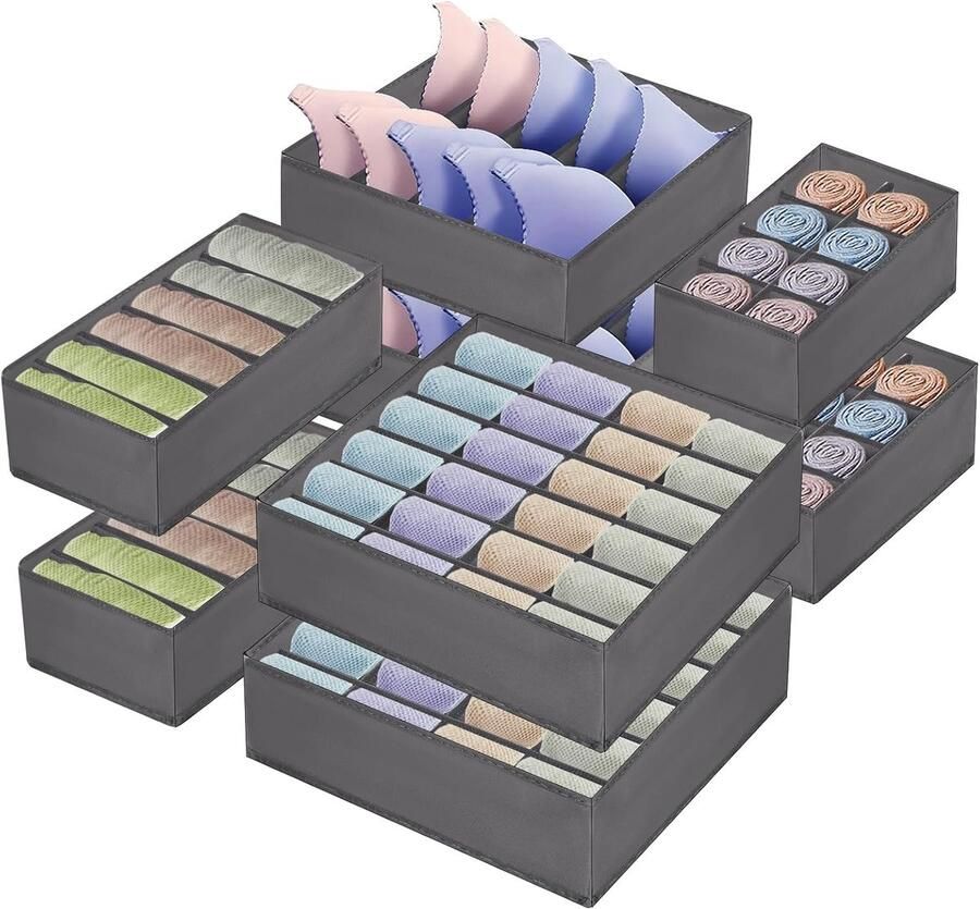 Ibenzoa Compacte Opvouwbare Organisatiebox Set van 8 Ideaal voor Kleding Accessoires en Textiel