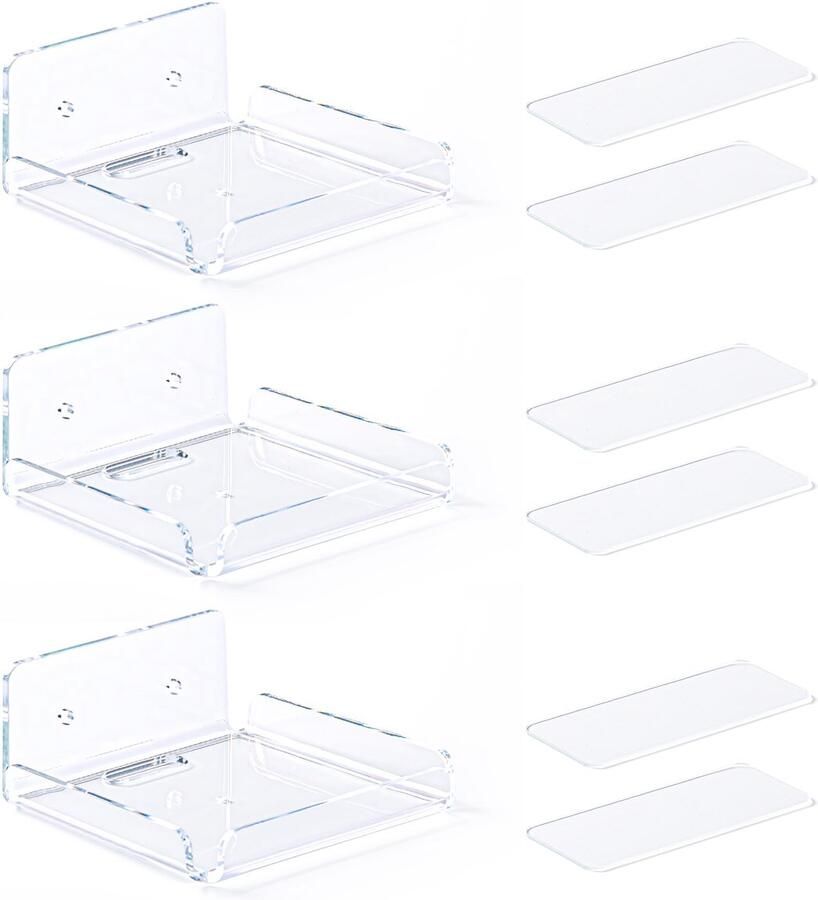 Ibenzoa Compacte Zwevende Acryl Wandplanken Set van 3 voor Multifunctioneel Gebruik zonder Boren