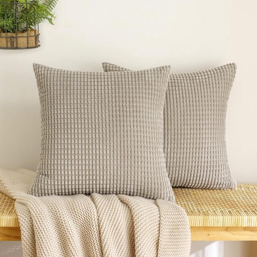 Ibenzoa Corduroy Zachte Fluwelen Kussenslopen Set voor Bank en Woonkamer Zandkleur 40 x 40 cm 2 Stuks