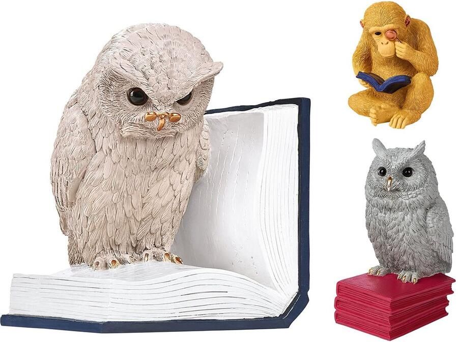 Ibenzoa Decoratieve 3D Uil Boekensteun voor Boekenkast als Blikvanger en Cadeau Idee