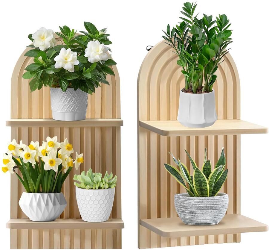 Ibenzoa Decoratieve Bohemian Wandplanken Set van Twee voor Slaapkamer Badkamer en Woonkamer