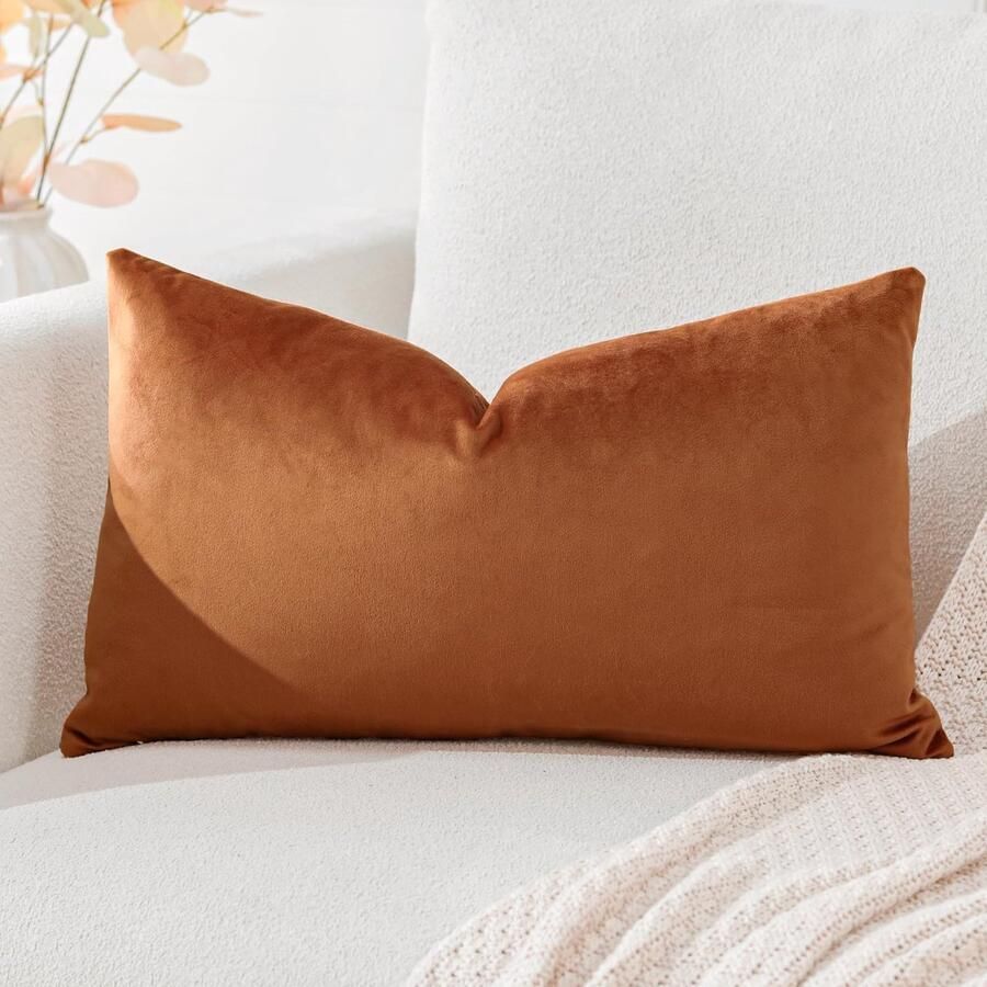 Ibenzoa Decoratieve fluwelen kussensloop voor bank slaapkamer of lendensteun 30 x 50 cm oranje